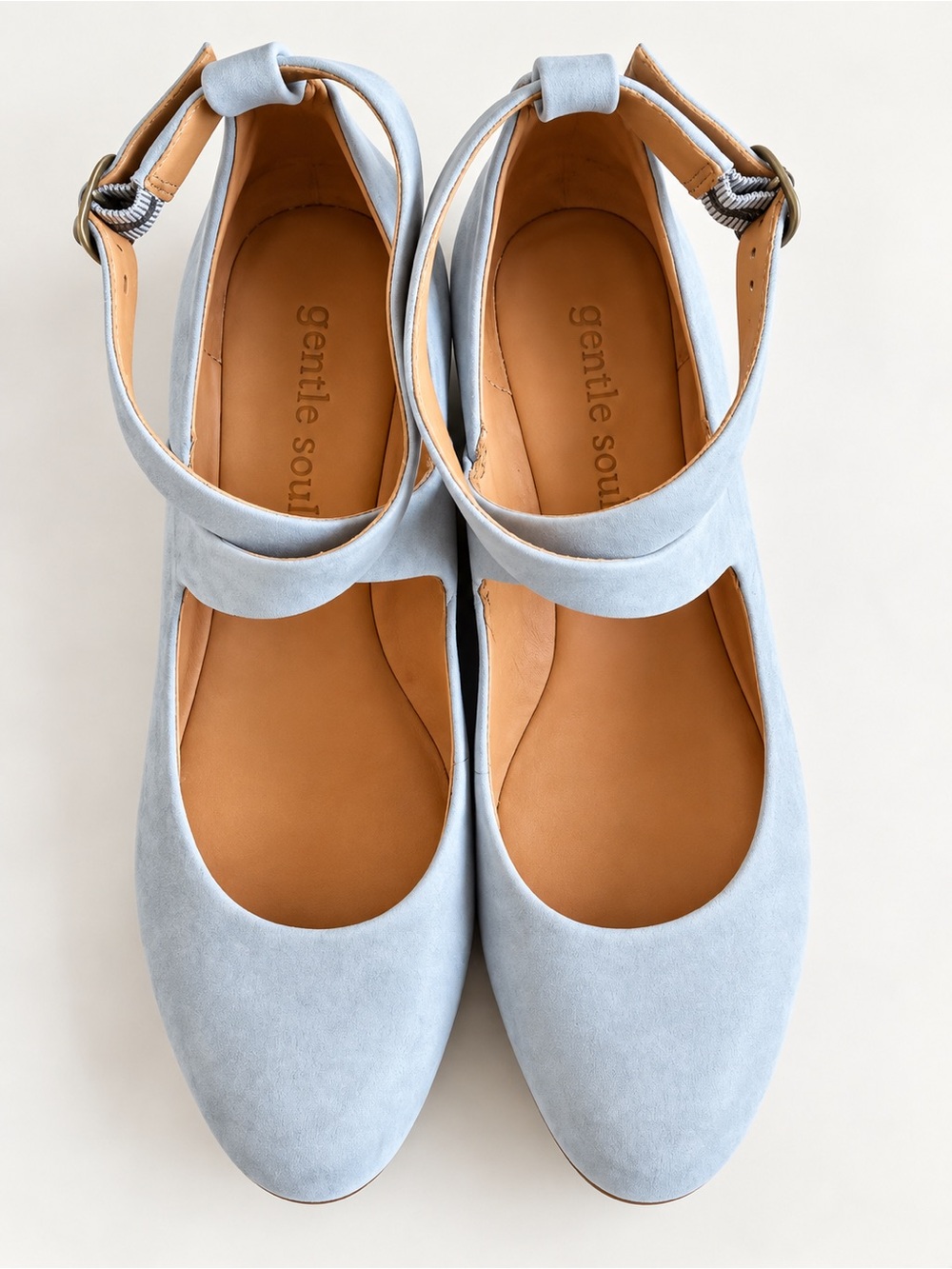Gentle Souls Lunador Blue Suede Leather Wedge Pumps Ankle Strap 7.5M